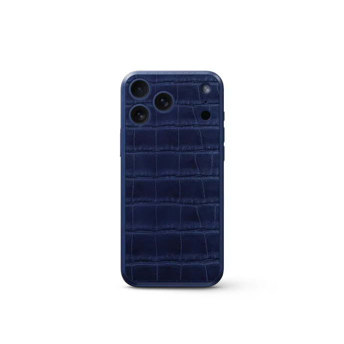 iPhone Case 17 / Magnetic Shield - Croco Embossed - Midnight Blue