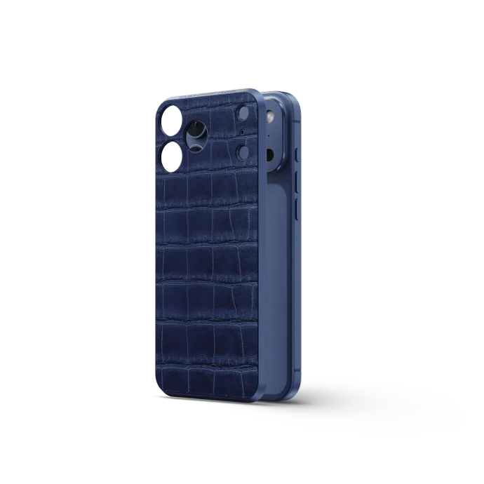 iPhone Case 17 / Magnetic Shield - Croco Embossed - Midnight Blue