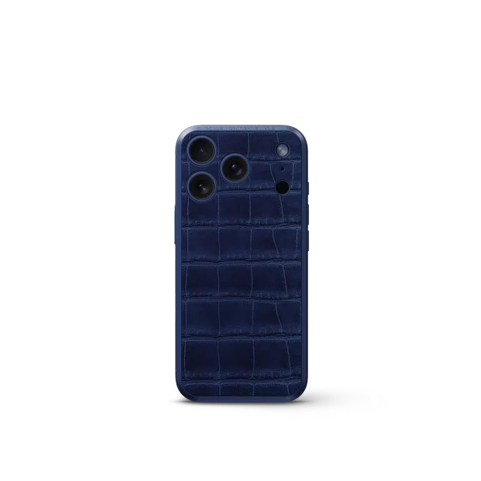 iPhone Case 17 / Magnetic Shield - Croco Embossed - Midnight Blue