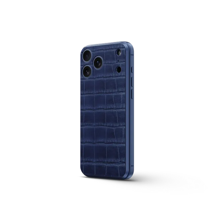 iPhone Case 17 / Magnetic Shield - Croco Embossed - Midnight Blue